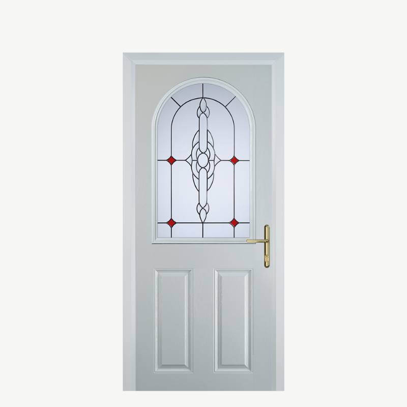 Door E 2 Panel 1 Arch White Crystal Bohemia Red image 0