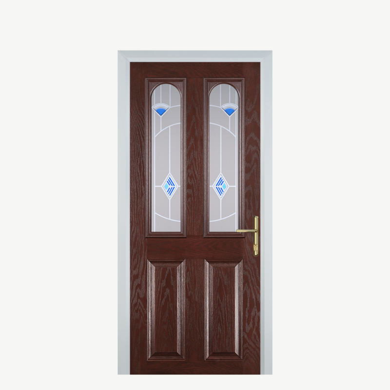 Door A 2 Panel 2 Arch Dark Wood Murano Blue image 0