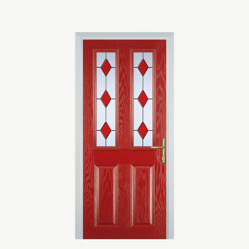 Door C 2 Panel 2 Square Red 3 Drop Diamond Red image 0