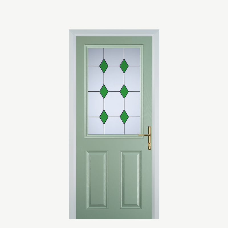 Door F 2 Panel 1 Square Chartwell Green 3 Drop Diamond Green image 0