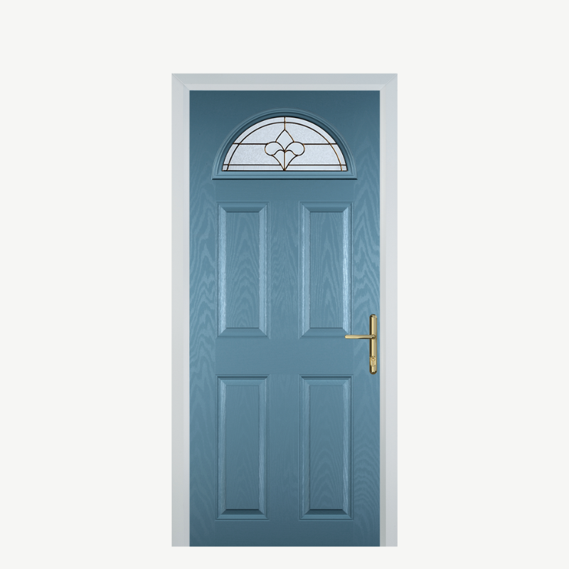 Door D 4 Panel 1 Arch Pastel Blue Brass Art Clarity image 0