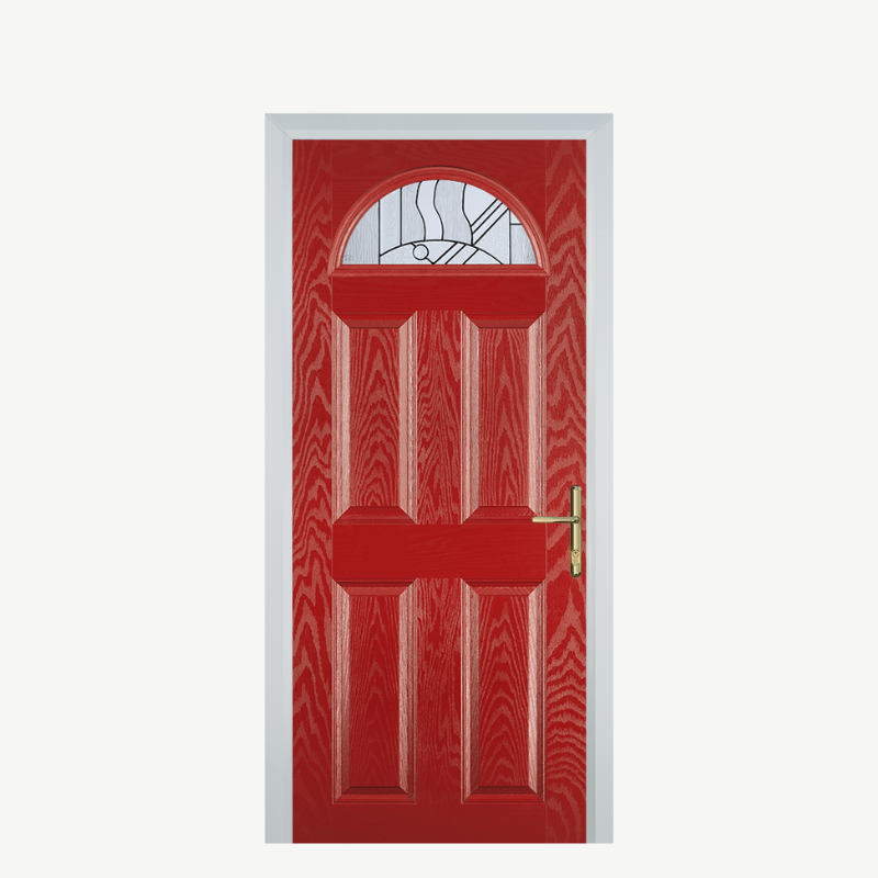 Door D 4 Panel 1 Arch Red Zinc Art Abstract image 0