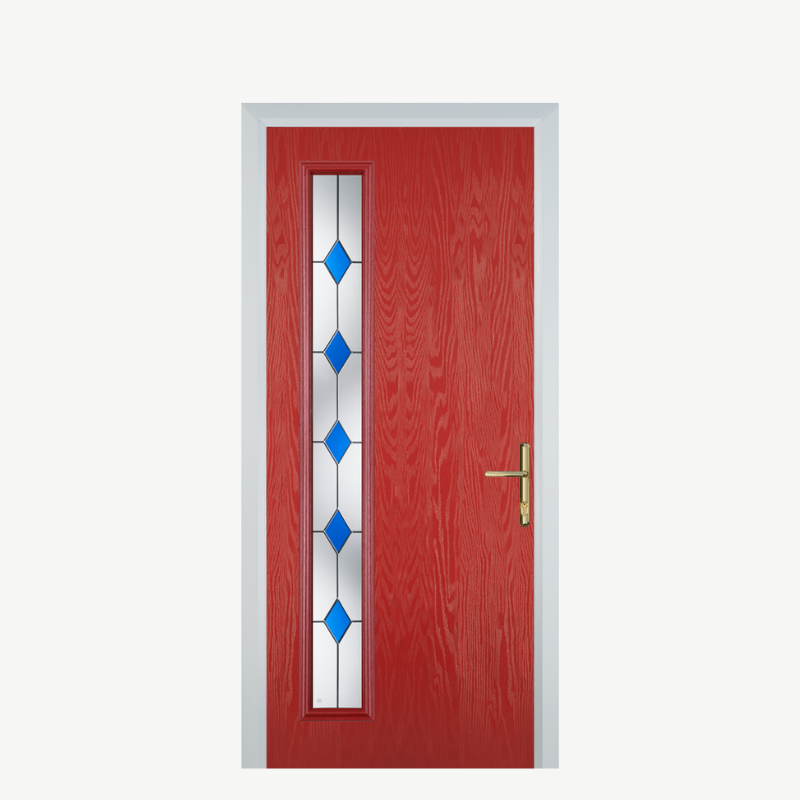 FSDoor60 - Cottage Long Red 3 Drop Diamond Blue image 0