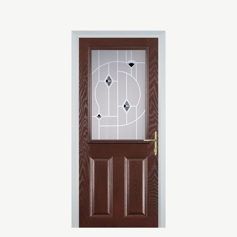 Door F 2 Panel 1 Square Dark Wood Murano Black image 0