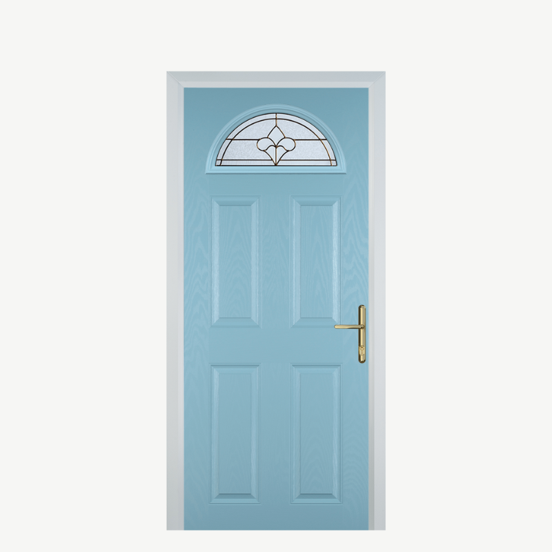 Door D 4 Panel 1 Arch Duck Egg Blue Brass Art Clarity image 0