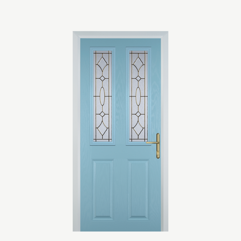 Door C 2 Panel 2 Square Duck Egg Blue Brass Art Clarity image 0