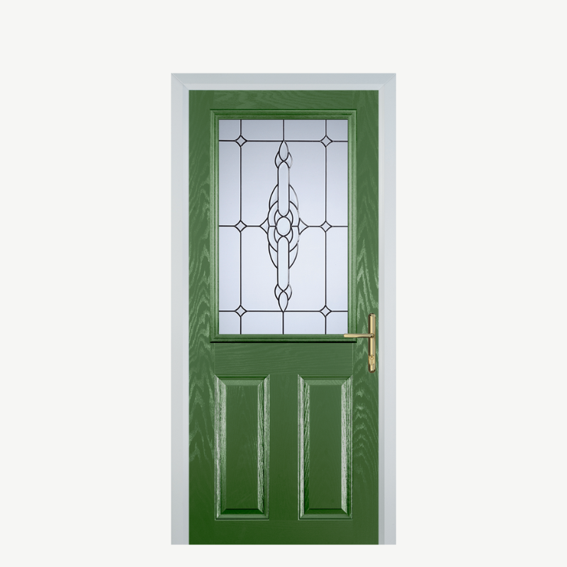 Door F 2 Panel 1 Square Fern Green Crystal Bohemia Frost image 0