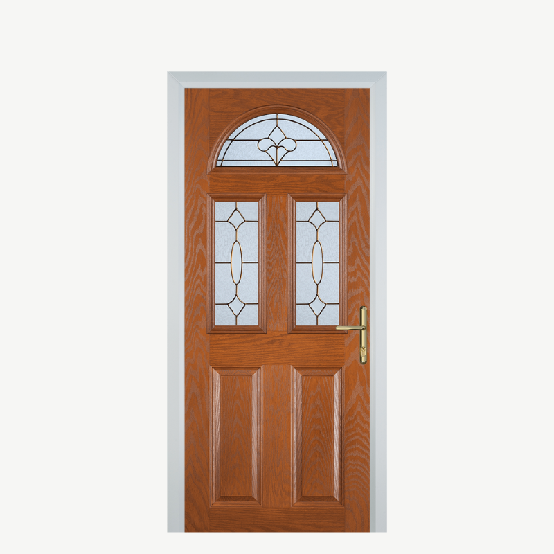 Door G 2 Panel 1 Arch Oak Brass Art Clarity image 0