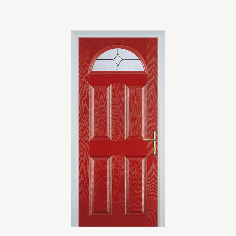 Door D 4 Panel 1 Arch Red Flair image 0
