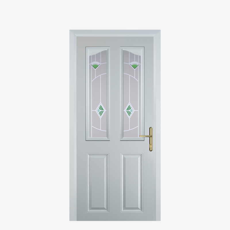 Door B 2 Panel 2 Angle White Murano Green image 0