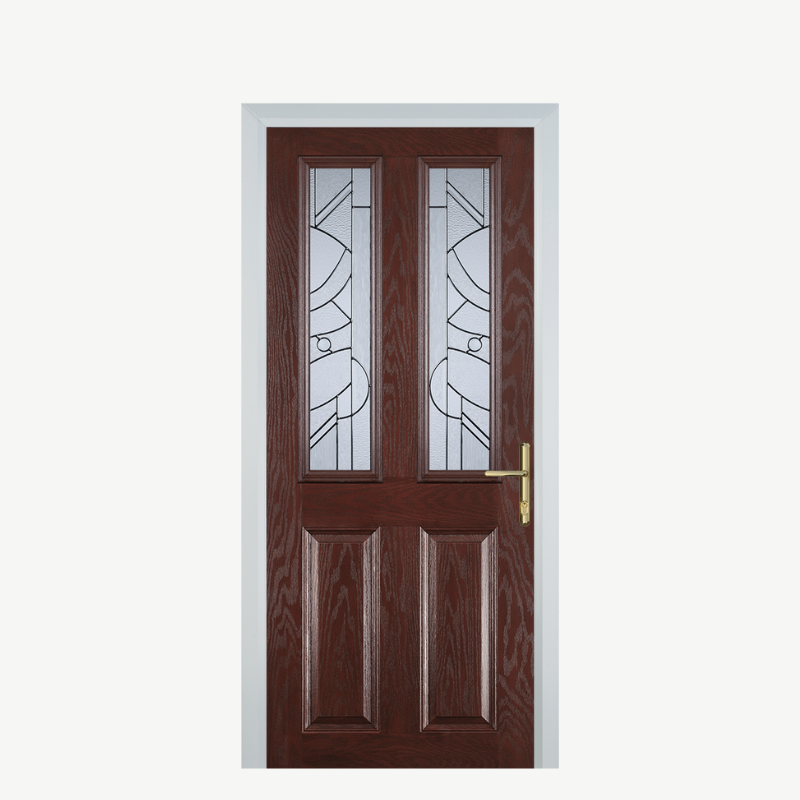 Door C 2 Panel 2 Square Dark Wood Zinc Art Elegance image 0