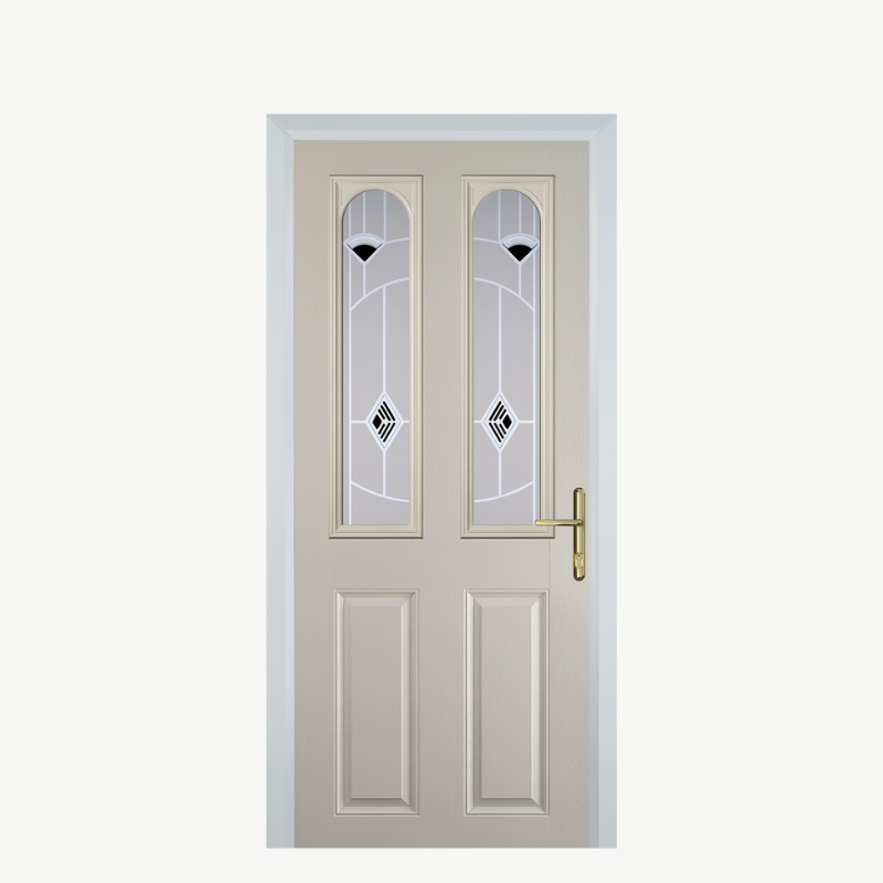 Door A 2 Panel 2 Arch Cream Murano Black image 0