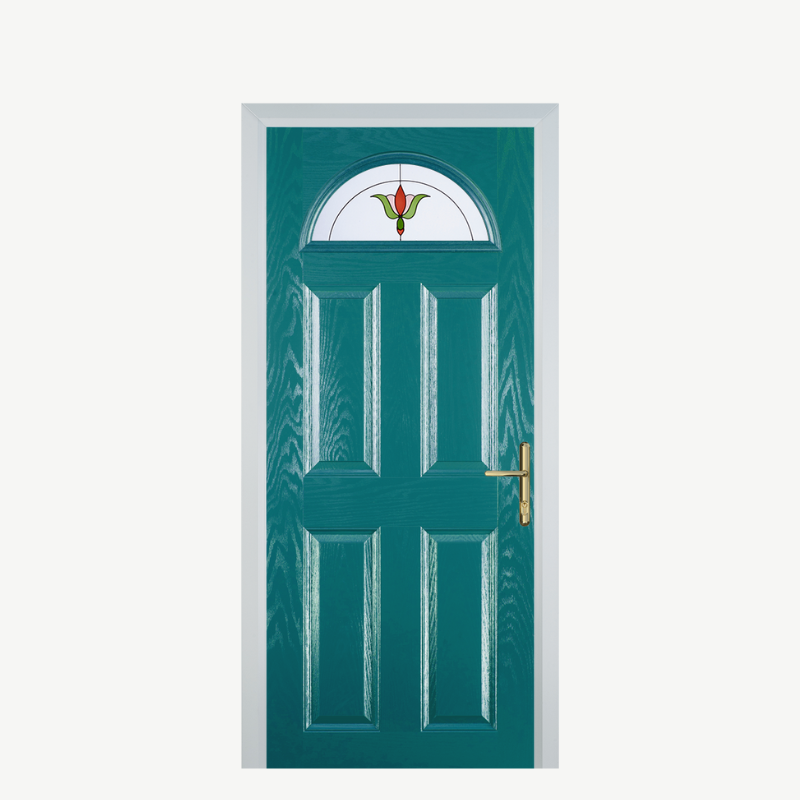 Door D 4 Panel 1 Arch Turquoise Blue Fleur image 0