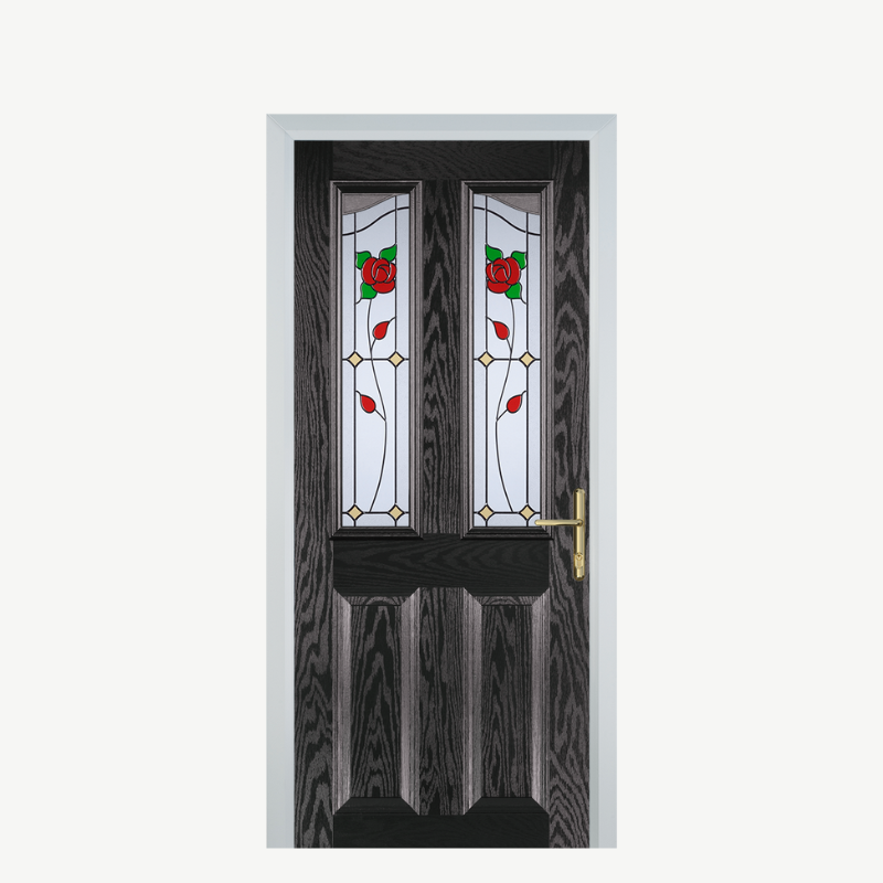 Door B 2 Panel 2 Angle Black Brown English Rose image 0