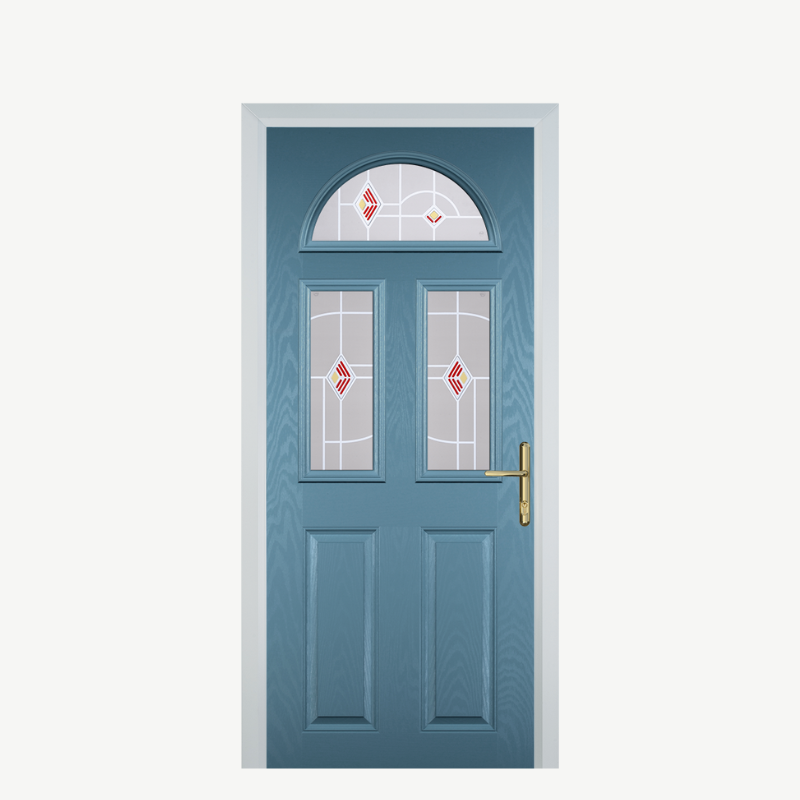 Door G 2 Panel 1 Arch Pastel Blue Murano Red image 0