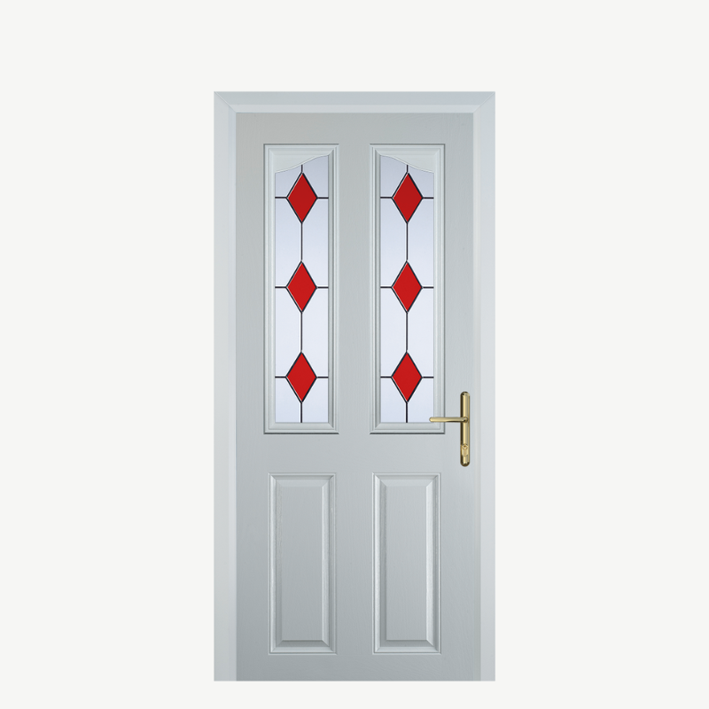 Door B 2 Panel 2 Angle White 3 Drop Diamond Red image 0