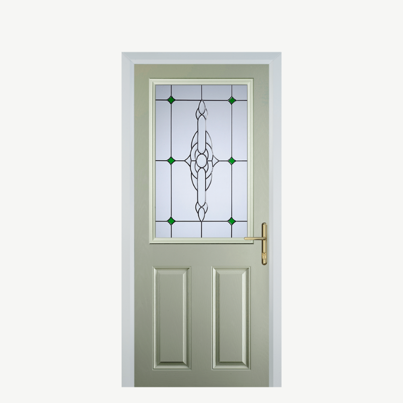Door F 2 Panel 1 Square Pebble Grey Crystal Bohemia Green image 0