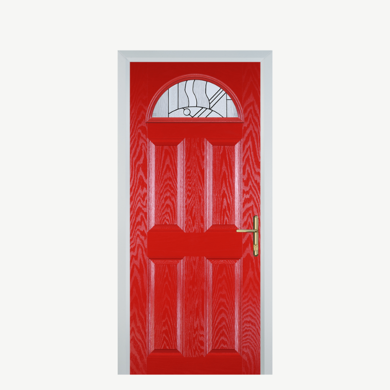 Door D 4 Panel 1 Arch Poppy Red (High Gloss) Zinc Art Abstract image 0