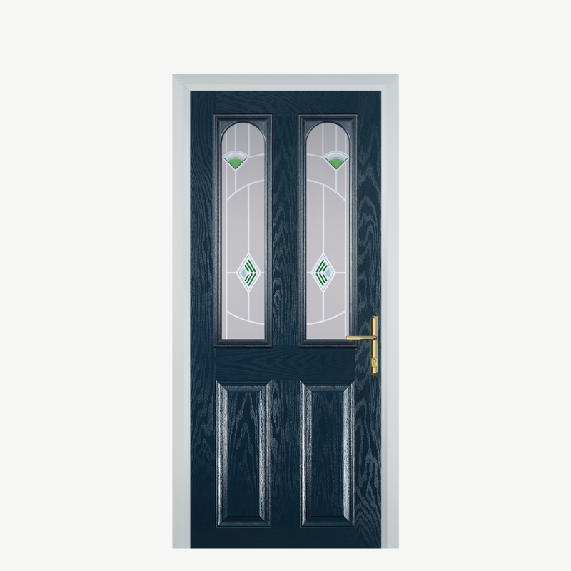 Door A 2 Panel 2 Arch Blue Murano Green image 0