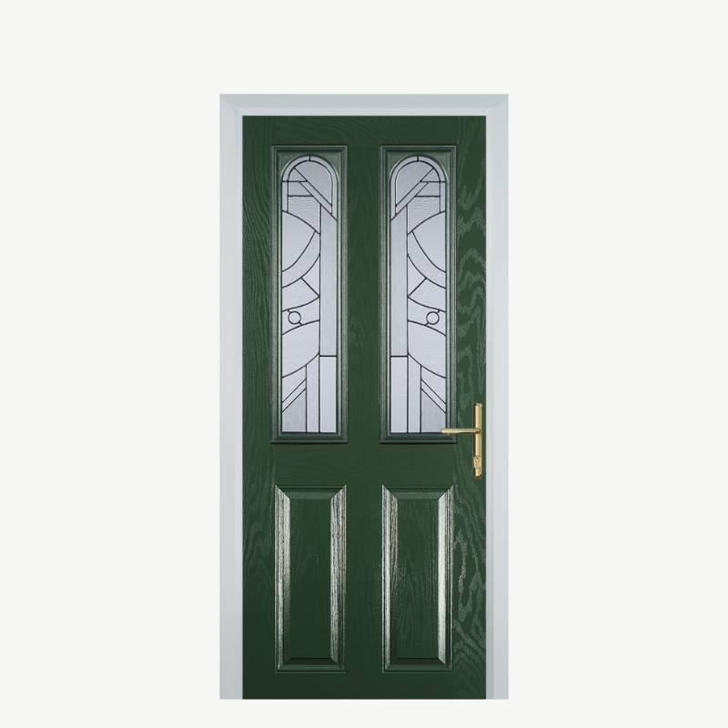 Door A 2 Panel 2 Arch Green Zinc Art Abstract image 0