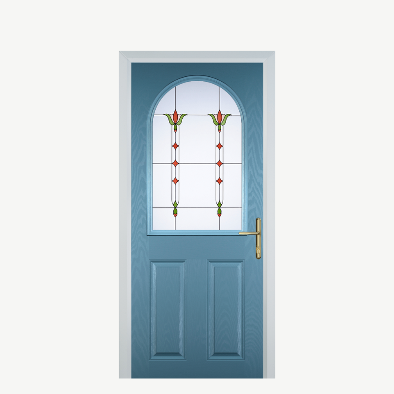 Door E 2 Panel 1 Arch Pastel Blue Fleur image 0