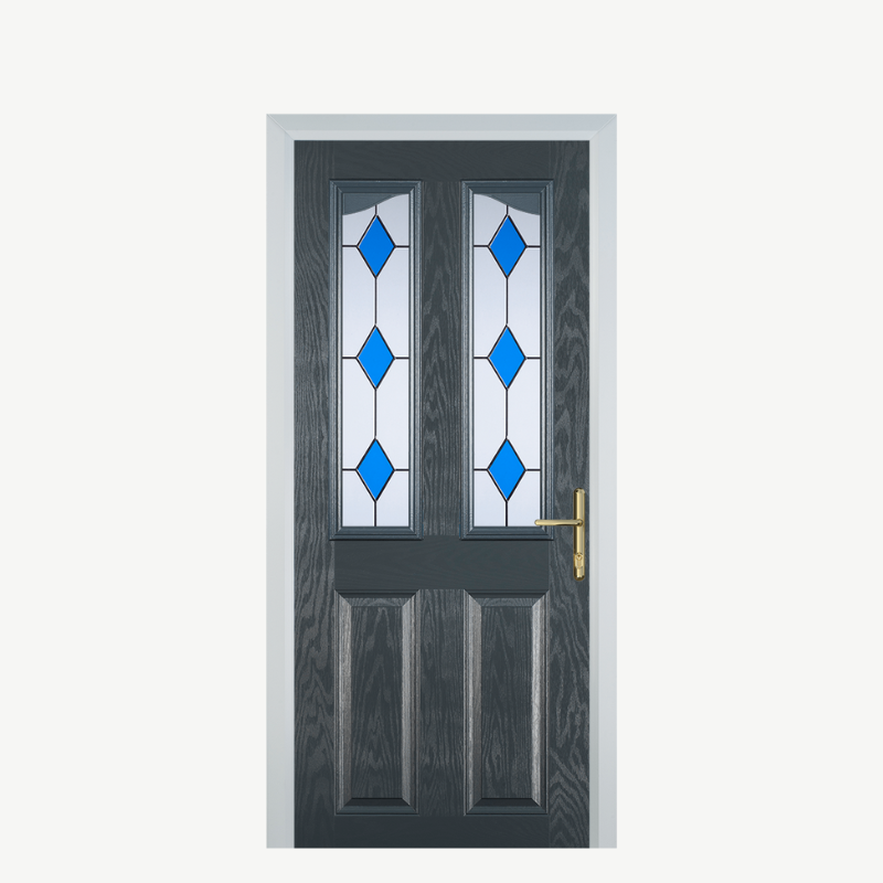 Door B 2 Panel 2 Angle Grey 3 Drop Diamond Blue image 0