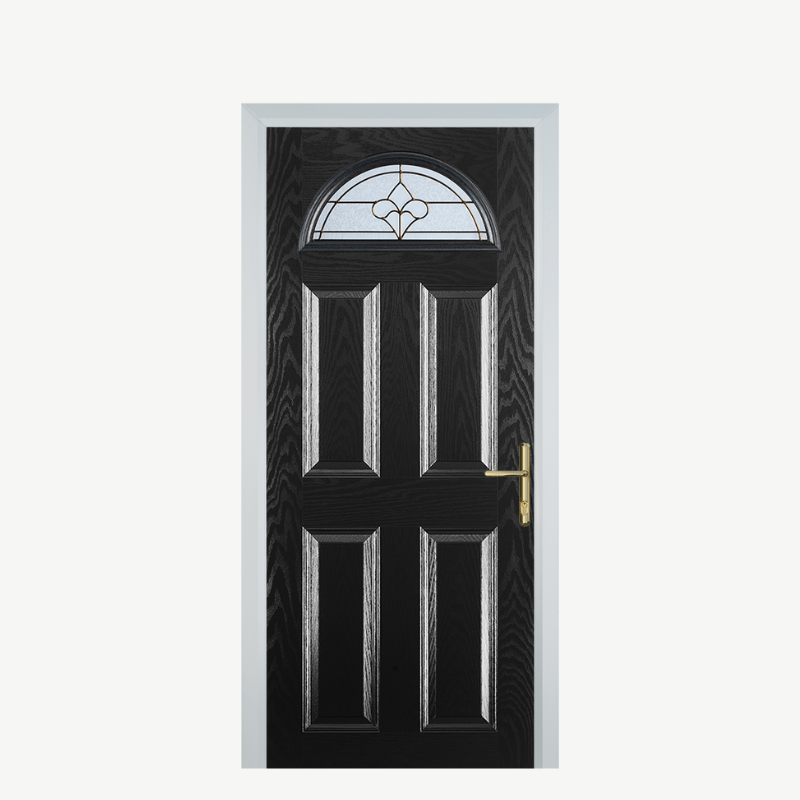 Door D 4 Panel 1 Arch Black Brass Art Clarity image 0