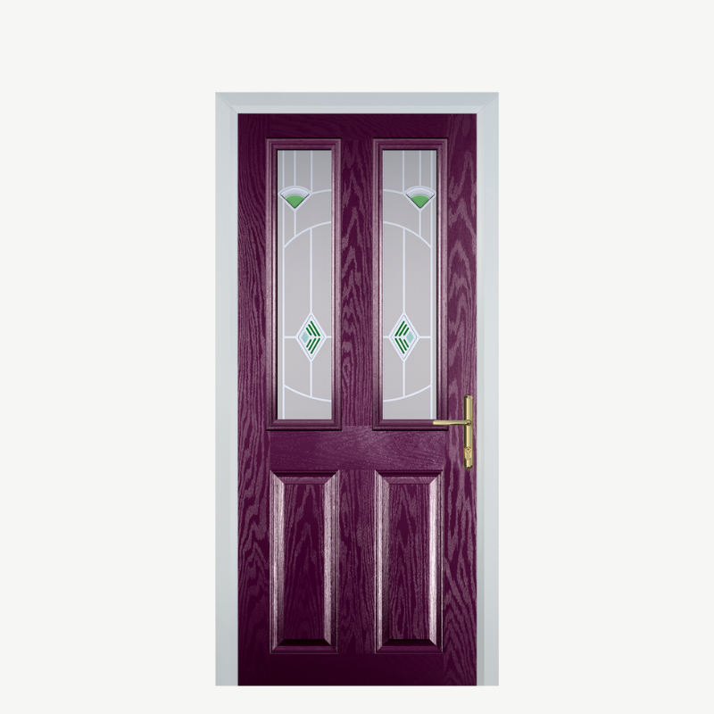 Door C 2 Panel 2 Square Purple Violet Murano Green image 0