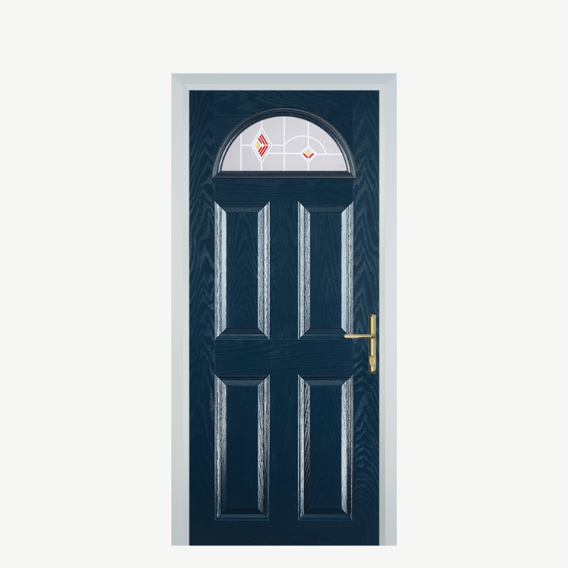 Door D 4 Panel 1 Arch Blue Murano Red image 0