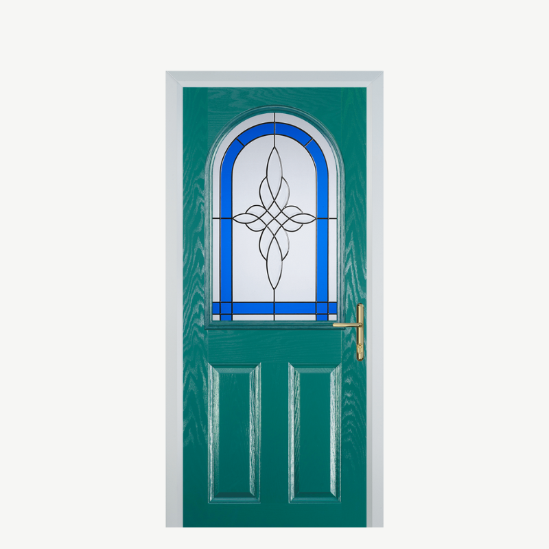 Door E 2 Panel 1 Arch Turquoise Blue Crystal Harmony Blue image 0
