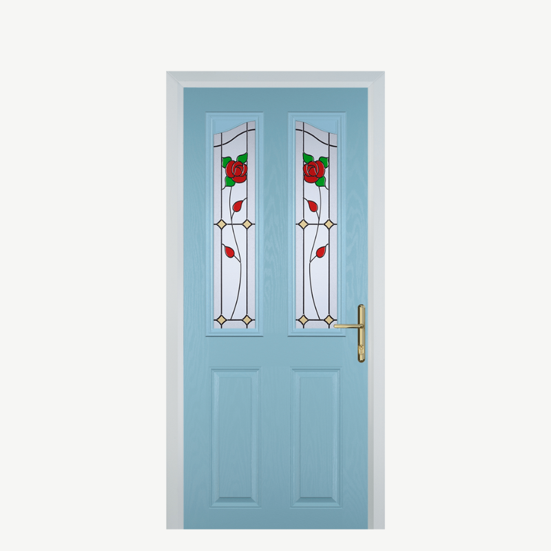 Door B 2 Panel 2 Angle Duck Egg Blue English Rose image 0
