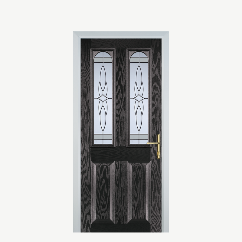 Door A 2 Panel 2 Arch Black Brown Crystal Harmony Frost image 0