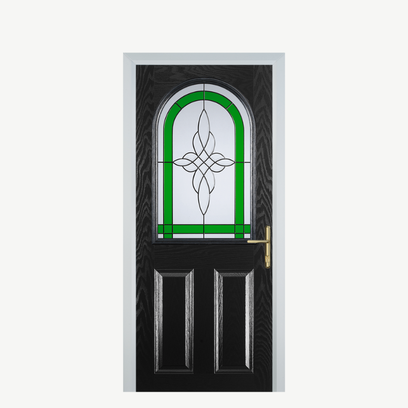 Door E 2 Panel 1 Arch Black Crystal Harmony Green image 0