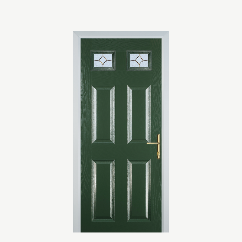 DoorI 4 Panel 2 Square Green Brass Art Clarity image 0