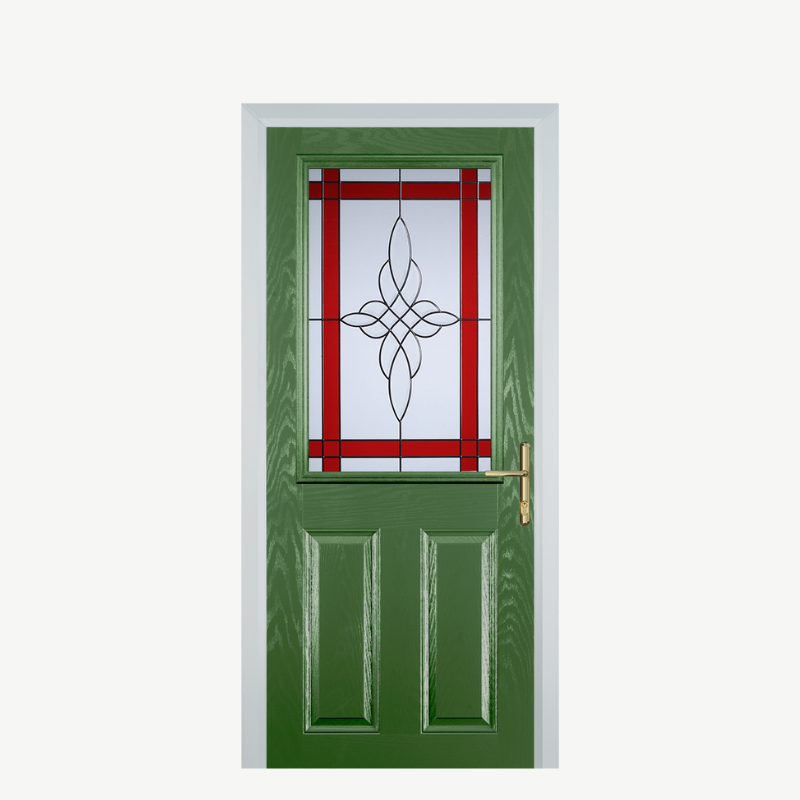 Door F 2 Panel 1 Square Fern Green Crystal Harmony Red image 0