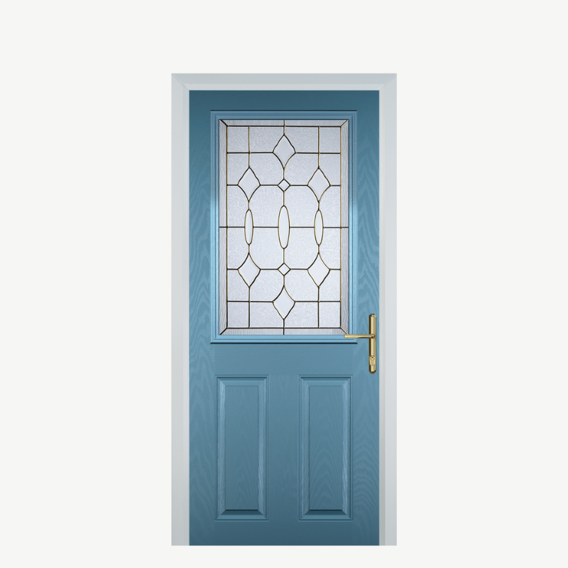 Door F 2 Panel 1 Square Pastel Blue Brass Art Clarity image 0