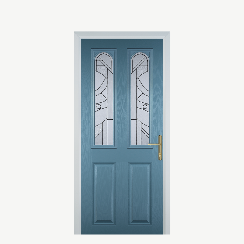 Door A 2 Panel 2 Arch Pastel Blue Zinc Art Abstract image 0