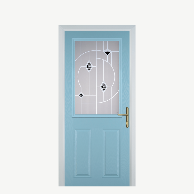 Door F 2 Panel 1 Square Duck Egg Blue Murano Black image 0