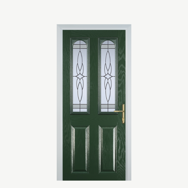 Door A 2 Panel 2 Arch Green Crystal Harmony Frost image 0