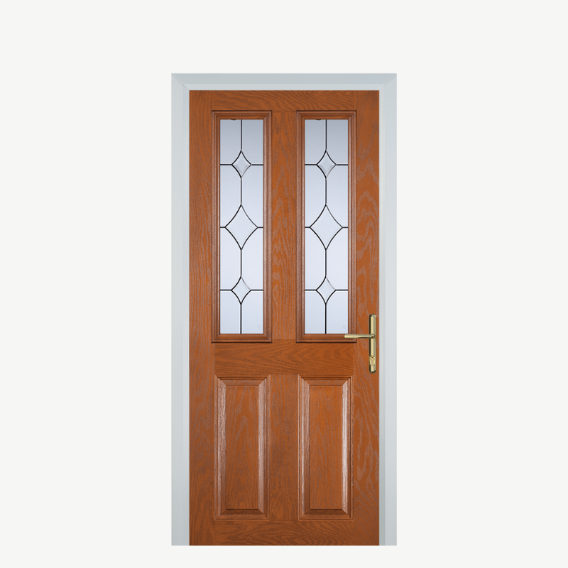 Door C 2 Panel 2 Square Oak Crystal Diamond image 0