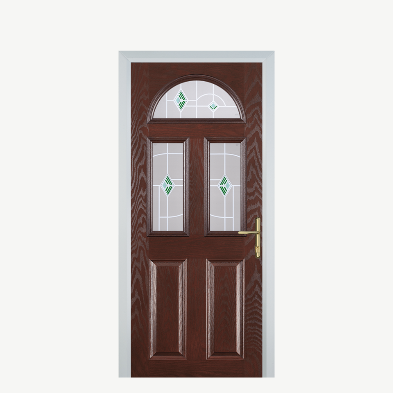 Door G 2 Panel 1 Arch Dark Wood Murano Green image 0