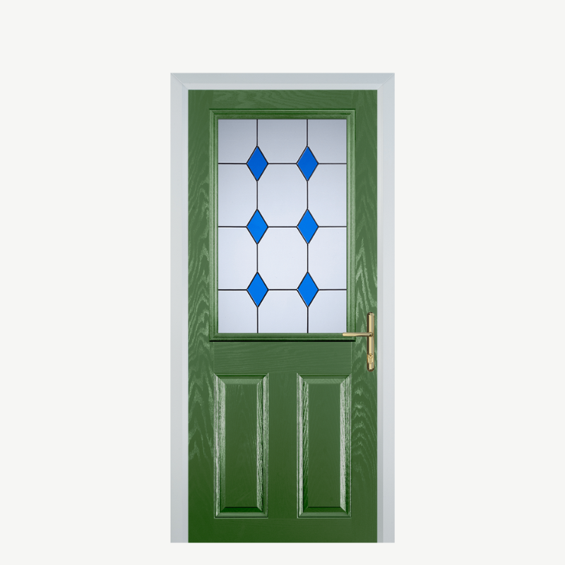 Door F 2 Panel 1 Square Fern Green 3 Drop Diamond Blue image 0