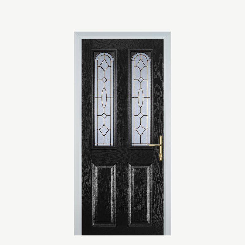 Door A 2 Panel 2 Arch Black Brass Art Clarity image 0
