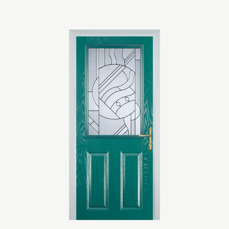 Door F 2 Panel 1 Square Turquoise Blue Zinc Art Abstract image 0