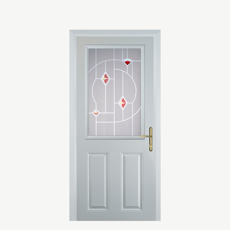 Door F 2 Panel 1 Square White Murano Red image 0