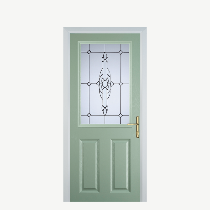 Door F 2 Panel 1 Square Chartwell Green Crystal Bohemia Frost image 0