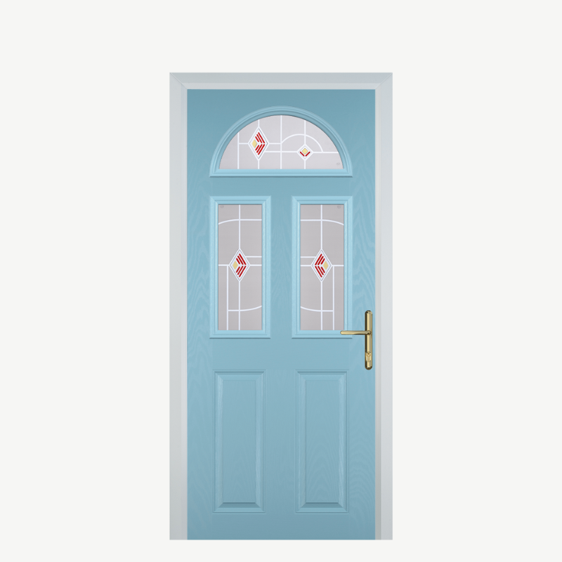 Door G 2 Panel 1 Arch Duck Egg Blue Murano Red image 0