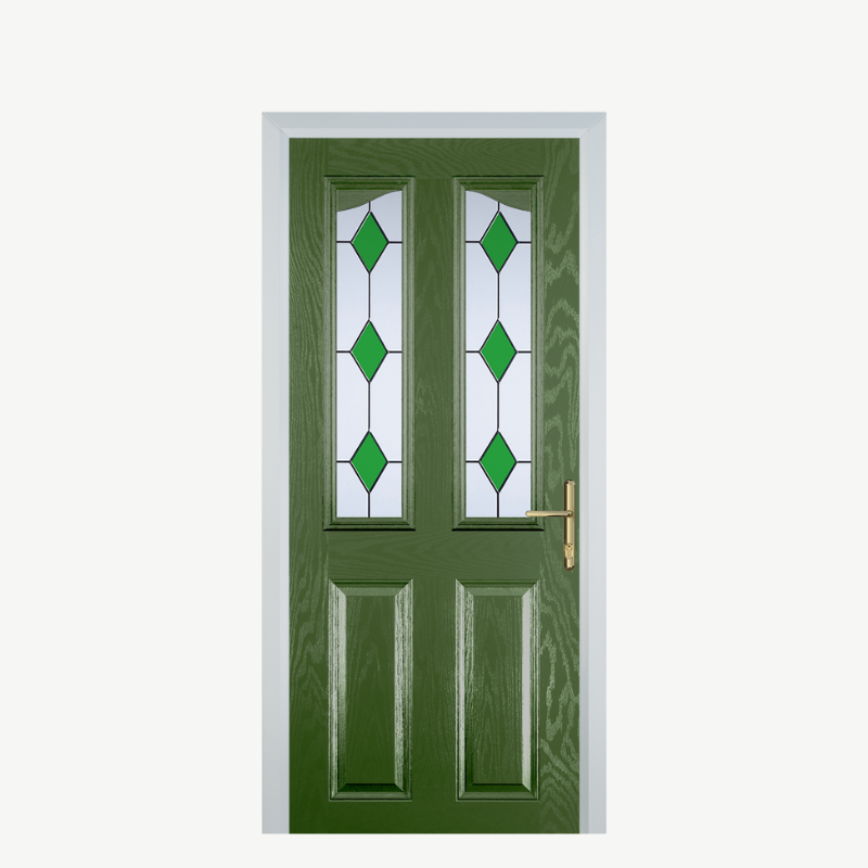 Door B 2 Panel 2 Angle Fern Green 3 Drop Diamond Green image 0