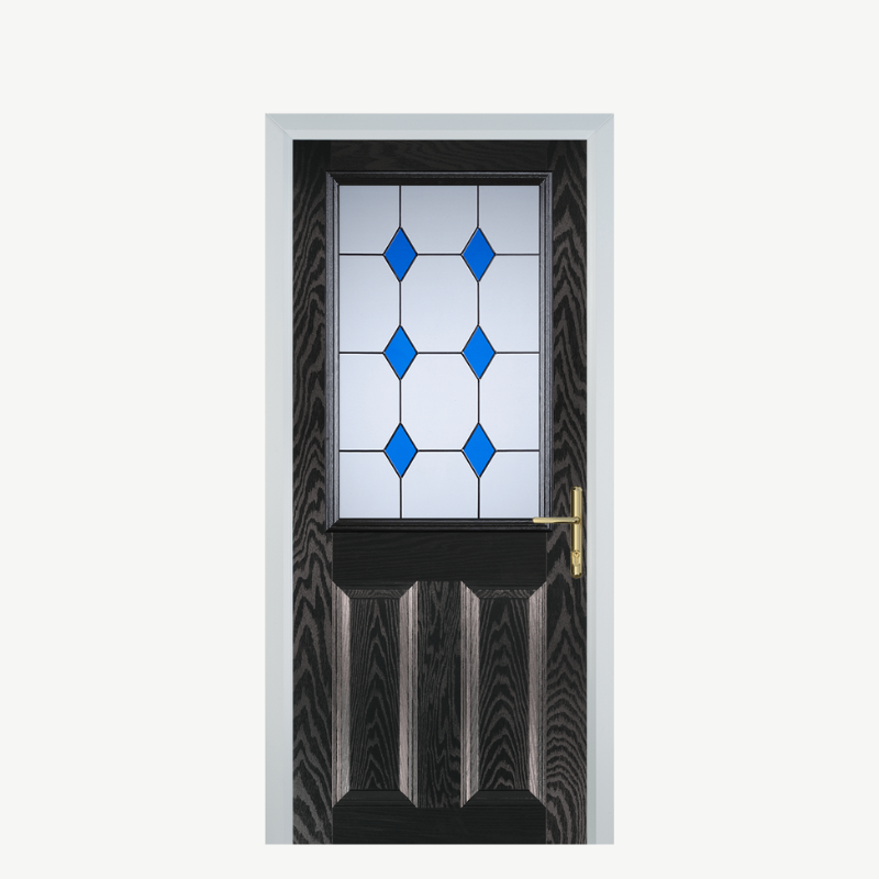 Door F 2 Panel 1 Square Black Brown 3 Drop Diamond Blue image 0