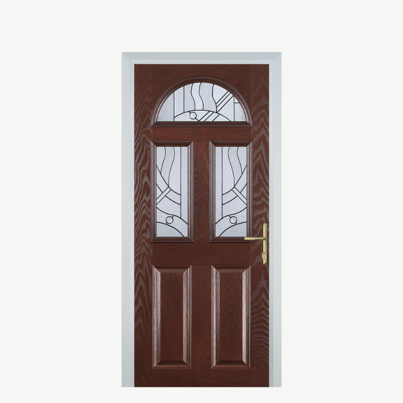 Door G 2 Panel 1 Arch Dark Wood Zinc Art Abstract image 0